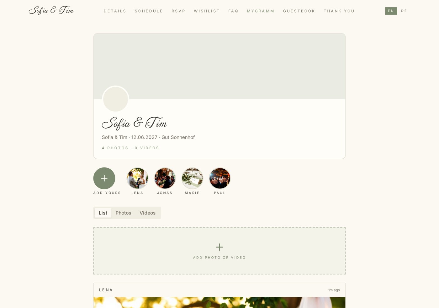 The shared photo gallery after the wedding