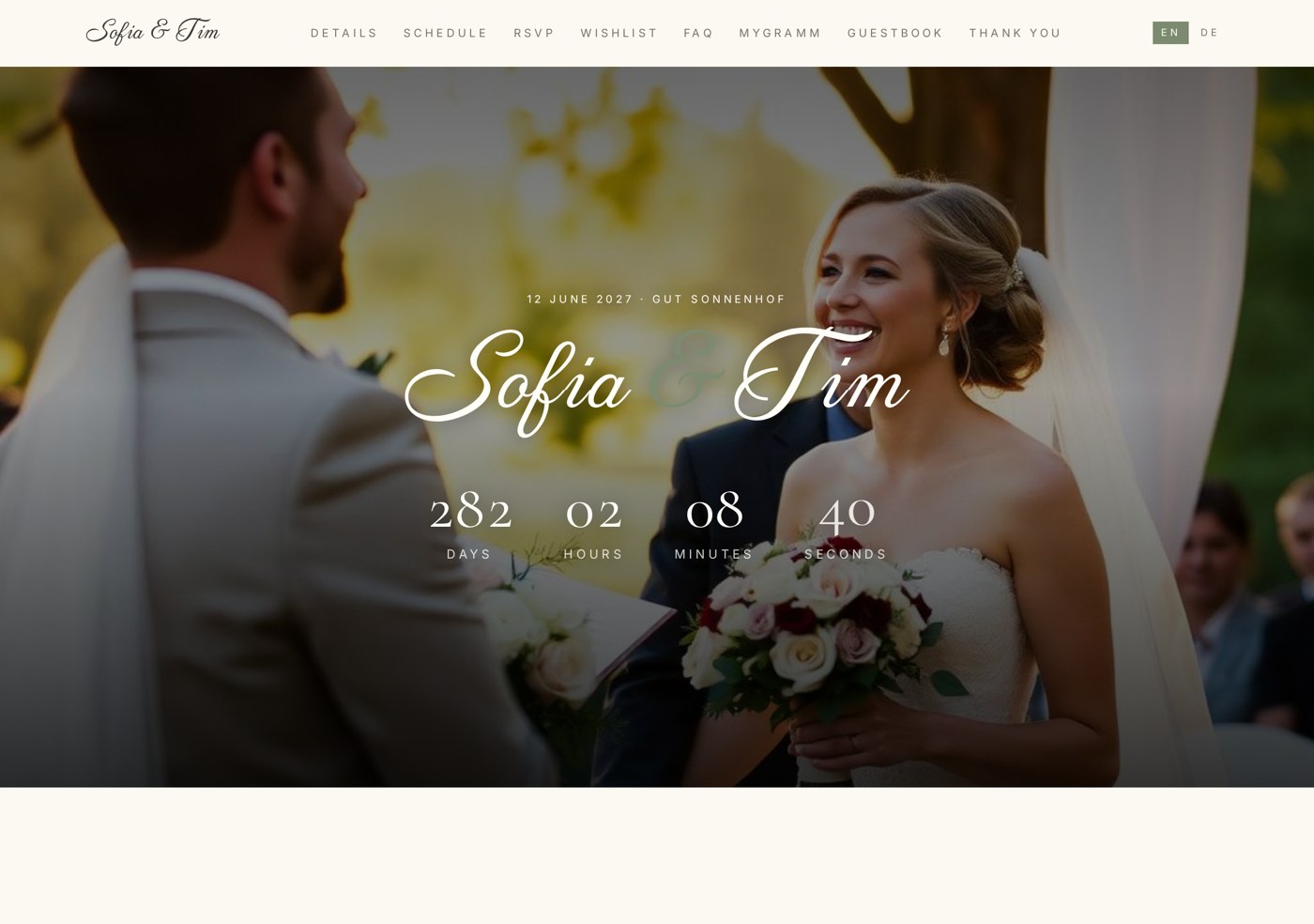 A wedding homepage built with Ogon